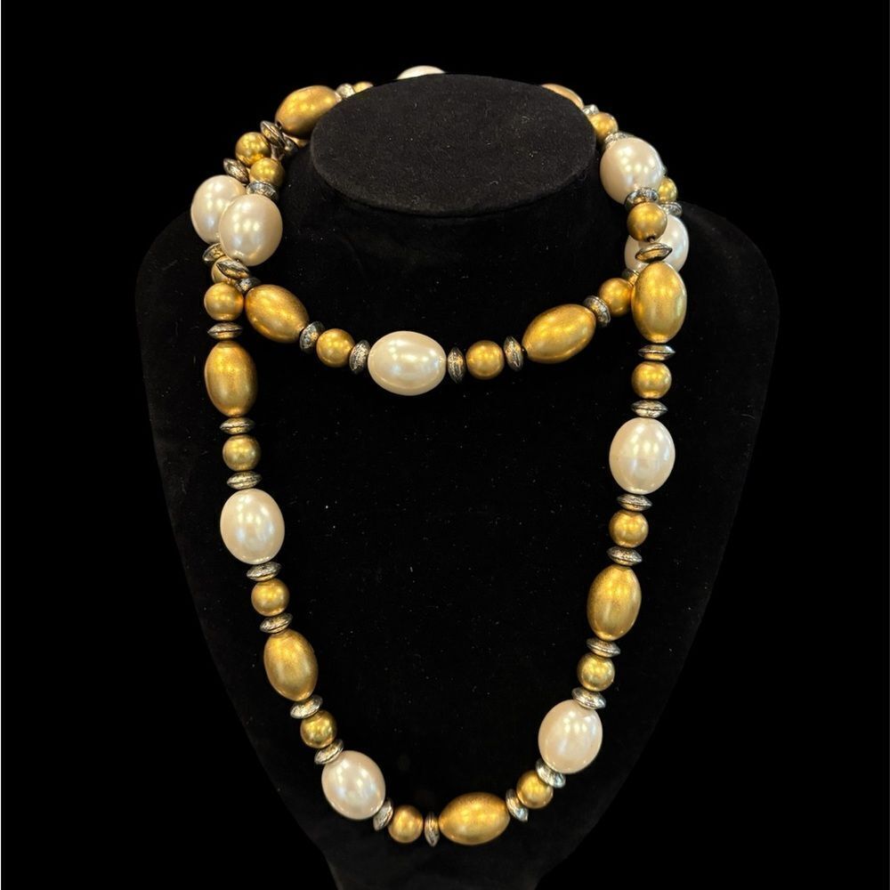 Vintage Anne Klein Beaded Necklace Faux Pearls